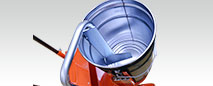 By rotating the container, air intake is minimized during mixing operation.